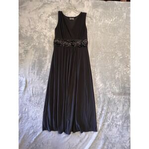 Kupcake Maxi Dress Women Medium Black Excellent Rosette Empire Waist V-Neck